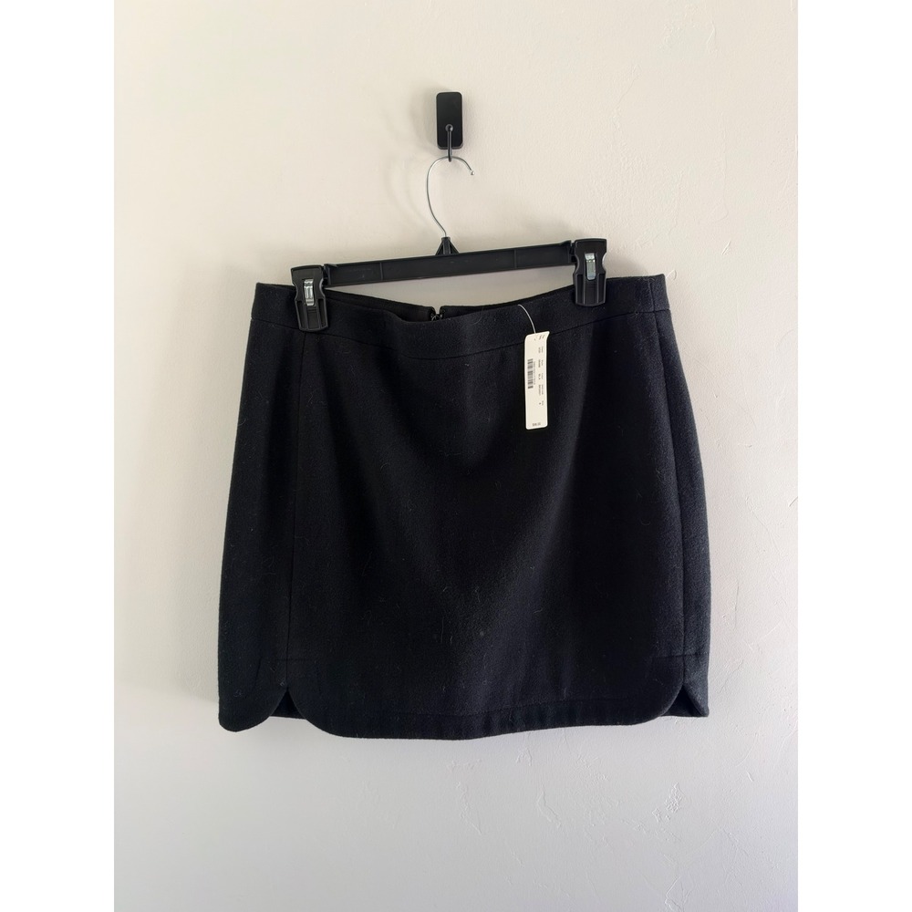 J.Crew Black Wool Blend Scalloped Hem Mini Skirt Size 8 NWT 06488